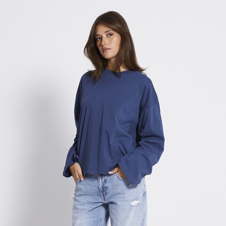 Oversized longsleeve-tee "Bree" Washed navy